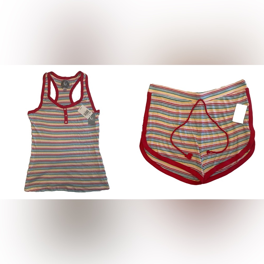 PJ Couture Women’s Rainbow Striped Sleepwear Set Size Large New With Tags
